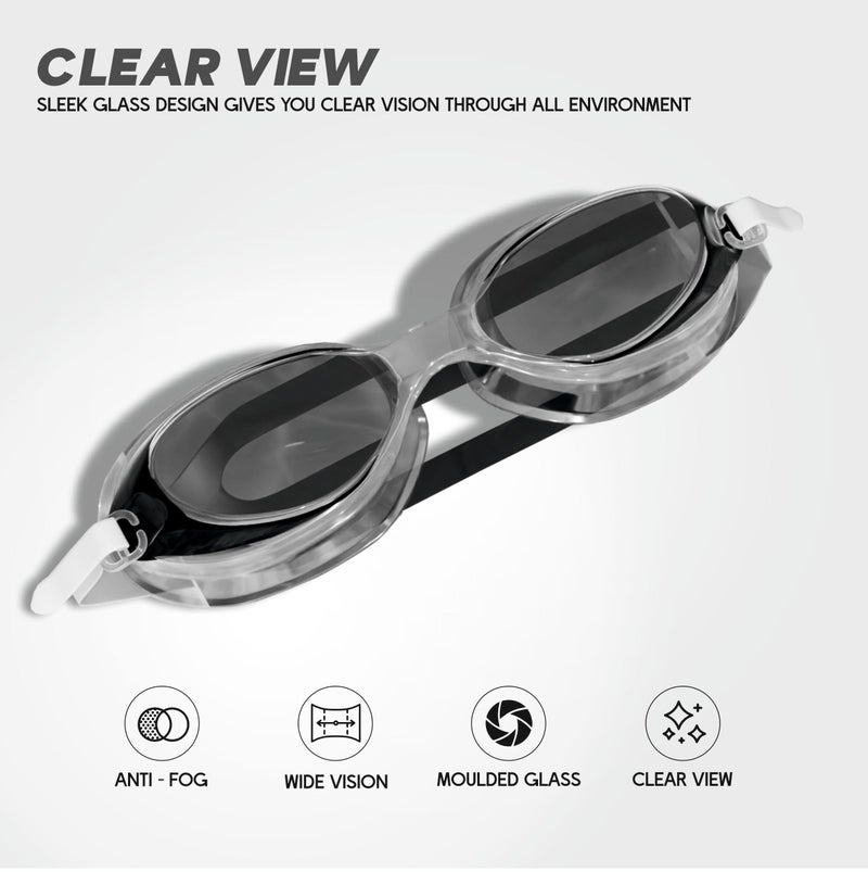 KONEX Anti-Fog UV Protection Swimming Goggles for Men, Women | Wide-Angle Vision with Silicone Comfort & Adjustable Strap | Perfect for Adults & Children (Black) - Image 3